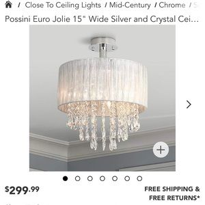 Silver Sheer Fabric Chandelier by Possini for closet, bedroom, or baby nursery